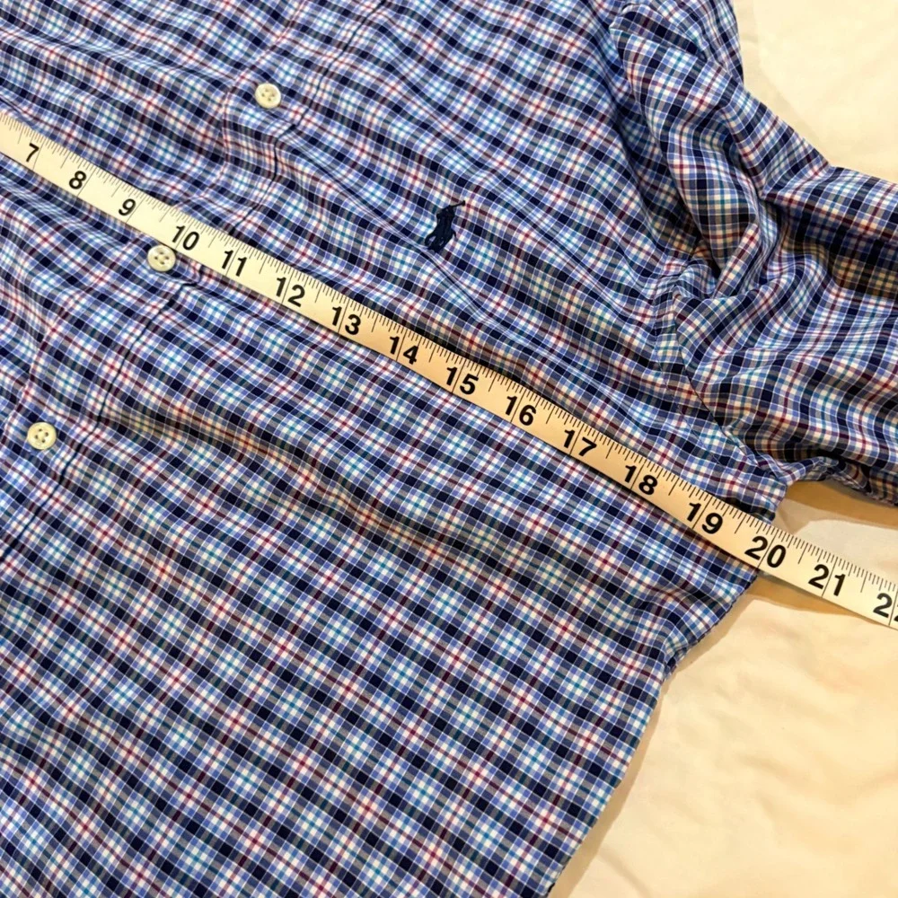 Polo‎ Ralph Lauren Performance Boys XL 18-20 Blue Purple Plaid Button Down Shirt